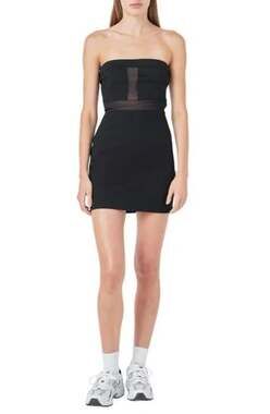 Grey Lab Illusion Inset Strapless Minidress In Black size xs